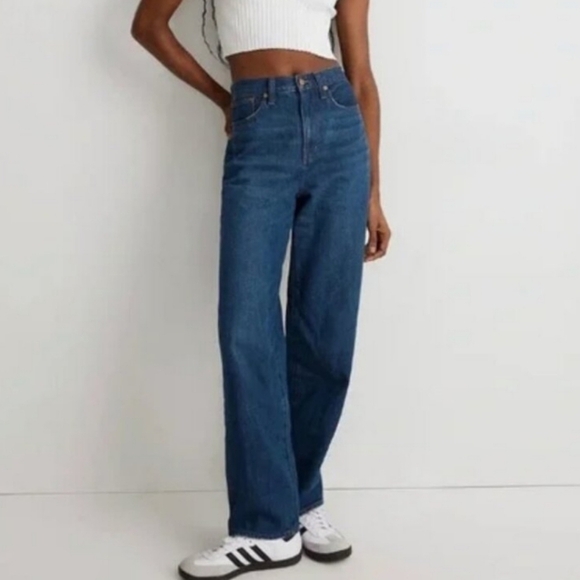 NWOT Madewell Baggy Straight Balloon Jeans in Dark Worn Indigo Wash Size 30 - Picture 1 of 12